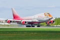 Boeing 747 Rossiya airlines Tiger flight, airport Pulkovo, Russia Saint-Petersburg May 2017. Royalty Free Stock Photo