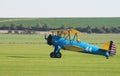 Boeing Stearman biplane taxis after landing Royalty Free Stock Photo