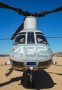 Boeing Vertol CH-46 Sea Knight of the United States Marine Corps landed on the beach at Coney Island in Brooklyn