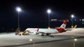 Boeing 767-3Z9ER, of Austrian Airlines, at Vienna International Airport, night view, Austria Royalty Free Stock Photo