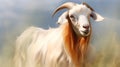 The Boer goat, a symbol of strength and resilience, surrounded by silvery white smoke