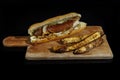 boerewors roll with oven baked sweet potato chips Royalty Free Stock Photo