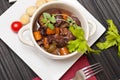 Boeuf bourguignon with fresh herbs Royalty Free Stock Photo