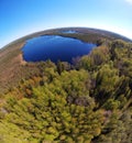 Bog overview over the trees from drone