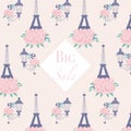 Bog sale ad banner with tour eiffel and peonies