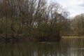 Large Boating Lake In A Park In Manchester Side View