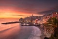 Bogliasco, Genoa, Italy Skyline on the Water at Dusk Royalty Free Stock Photo