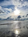 Bognor Regis beach sun sky view sea reflection love cloud peace calm walk Royalty Free Stock Photo