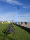 BOGNOR REGIS, SUSSEX, UK - March 14 2020: Landscape view from Bognor towards Felpham seafront, sunny spring day. Seaside
