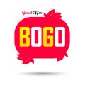 BOGO, Sale banner design template, buy 1 get 1 free, discount tag, app icon, vector illustration Royalty Free Stock Photo