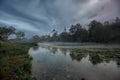 Bogolyubovo Russian orthodox monastery in the rainy spring evening