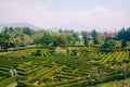 Bogor, Indonesia - A view of the flower themed park Taman Bunga Nusantara in a cloudy afternoon with a top angle view to a