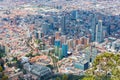 Bogota aerial view of La Candelaria, Veracruz La Capuchina Santa Ines ,El Guavio districts Royalty Free Stock Photo