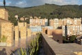 Beautiful scene of a modern roof top of a residential building at cedritos neighborhood at north of the city in sunset golden hour