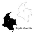 Bogota Colombia. Detailed Country Map with Location Pin on Capital City.