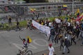 A group of protesters marching durin colombian paro nacional against national government