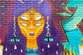 Colombia Bogota city mural representing an alien woman