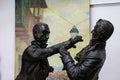 Bogota, Colombia - July 2nd 2023. Statue depicting the fight between Santamaria and Llorente, which began the Independence of