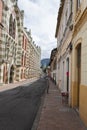 BOGOTA, COLOMBIA La Candelaria, a famous colonial neighborhood street Royalty Free Stock Photo