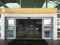 Closeup shot of the El Dorado airport entrance in Bogota, Colombia