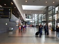 Interior or inside of the airport El Dorado in Bogota. with international tourist and pilot of t Royalty Free Stock Photo