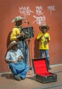 BOGOTA, COLOMBIA - November, 21: Family of street musicians on N