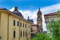 BOGOTA, COLOMBIA OCTOBER 22, 2017: Beautiful outdoor view of a dome and rooftop of La Candelaria, historic neighborhood Royalty Free Stock Photo