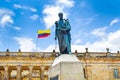 BOGOTA, COLOMBIA - OCTOBER 22, 2017: Beautiful statue monument of Simon de Bolivar at Bolivar Plaza in Bogota, Colombia