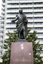 Bogota, Colombia - 19 October 2023. Monument to Francisco de Paula Santander at the Santander Park in Bogota city center