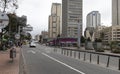 7th avenue in front of National museum transmilenio station in downtown finantial center.