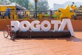 Bogota Independence park sign of the name of the city