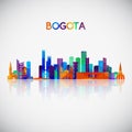 Bogota skyline silhouette in colorful geometric style.