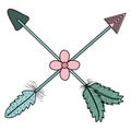 Bohemian arrows crossed with feathers and flowers