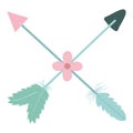 Bohemian arrows crossed with feathers and flowers