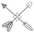Bohemian arrows crossed with feathers and flowers
