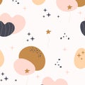 Bohemian baby pattern. Seamless baby pattern in boho style.