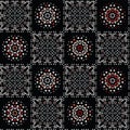 Bohemian Black and Red Folk Art Patchwork Royalty Free Stock Photo