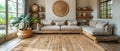 Bohemian Bliss: Serene Space with Rustic Charm. Concept Bohemian Decor, Rustic Aesthetics, Serene