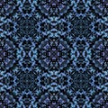 Bohemian blue and black symmetric seamless pattern.