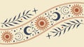 Bohemian Celestial Border with Sun, Moon, and Star Elements, vector design Generative AI Royalty Free Stock Photo