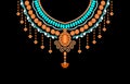 Bohemian ethnic neckline. Ethnic colorful necklace with a swirl.