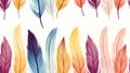 Bohemian Feathers Minimalistic Watercolor Seamless Pattern Tile AI Generated