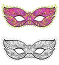 Bohemian Festive Masks set. Decorative Vector carnival elements Royalty Free Stock Photo