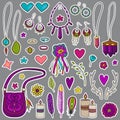 Bohemian girly set of stickers Royalty Free Stock Photo