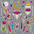 Bohemian girly set of stickers Royalty Free Stock Photo