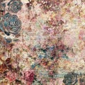 Bohemian gypsy floral antique vintage grungy shabby chic artistic abstract graphical background with roses