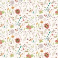 Bohemian hand drawn flowers, seamless pattern