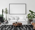 Bohemian interior with frame mock-up Royalty Free Stock Photo