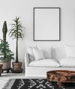 Bohemian interior with frame mock-up Royalty Free Stock Photo