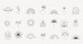 Bohemian linear logos, icons and symbols, sun, palms, landscapes design templates, geometric abstract design elements